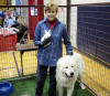 Sarah, Baron and bunny demonstrate kennels at Howard Lake's Farm and Home show.