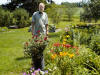 Bob enjoying the flowers in the back yard.