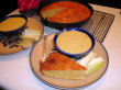 Potato cheese soup with hot cornbread.