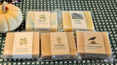 Eucalyptus & Mint, Mother Nature and Lavender hand made organic soaps.